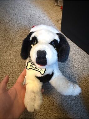 Big Dogs Black and White Plush Puppy with Bone Tag